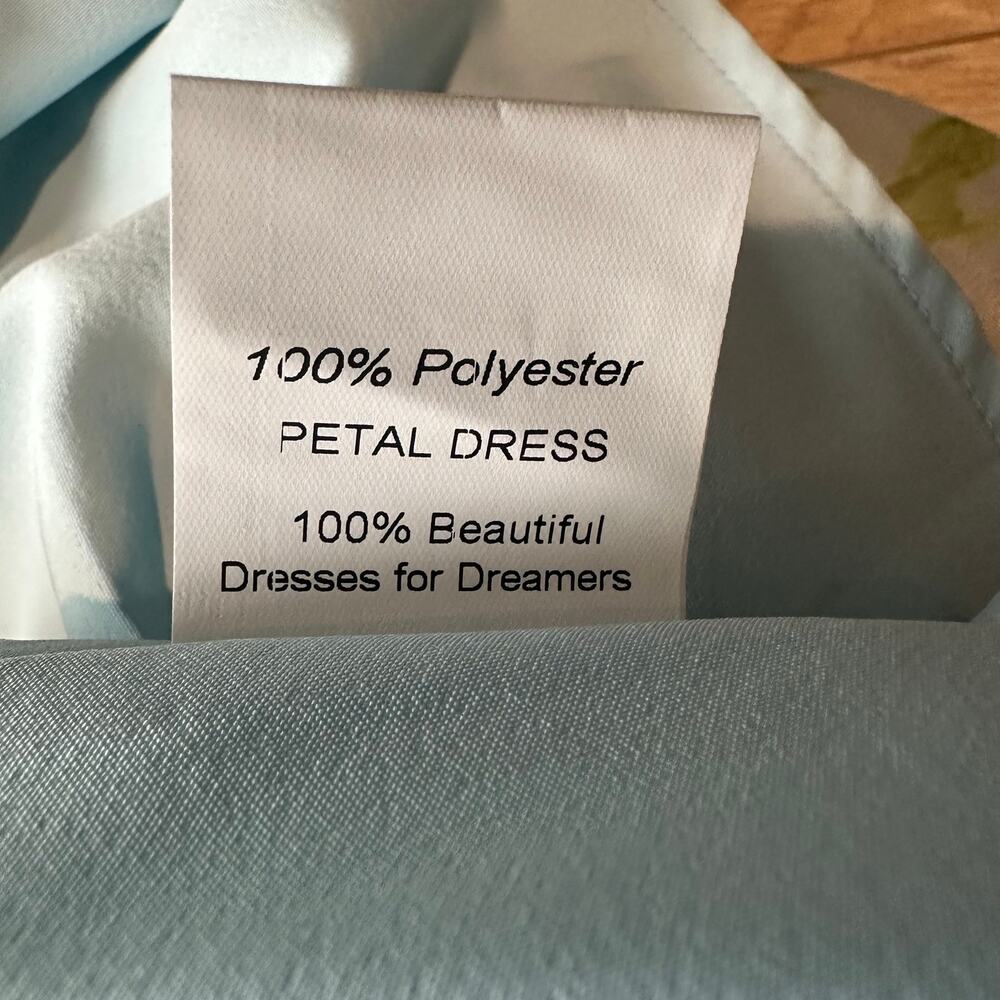 Jessakae Petal Dress XL Tiered Chiffon Floral Blue Green - Picture 10 of 14